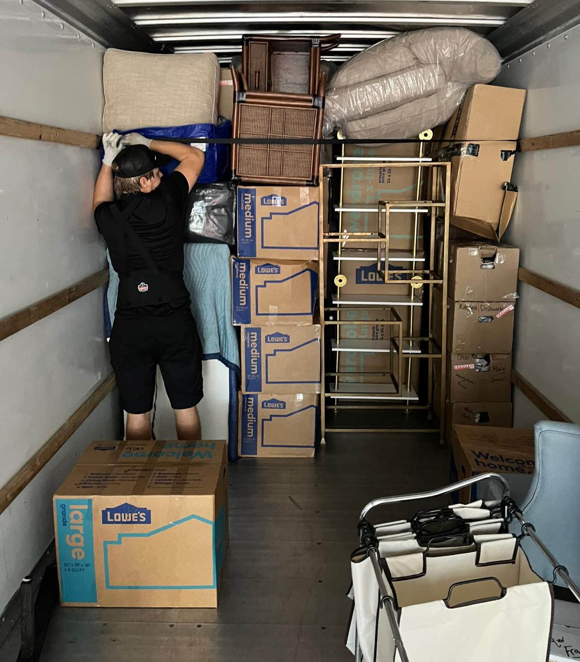 A moving truck prepared for transport